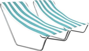 Set de 2 sezlonguri pliante pentru plaja SAND, dungi turcoaz