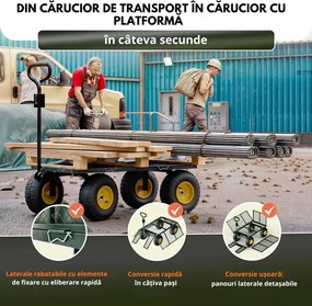 Cărucior de transport HECTOR, max. 550 kg, 110x75x52 cm, verde Gardebruk