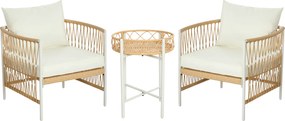 Outsunny Mobilier din 3 Piese pentru Terasă, Set din 2 Canapele și o Măsuță de Cafea pentru Exterior din Ratan, 72x66x64 cm, Crem | Aosom Romania