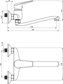 Boro Baterie pentru bucătărie, montare pe perete Finisaj: Negru BMO_N80M