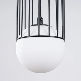 Lustră albă/neagră cu abajur din sticlă Belinda – Sollux