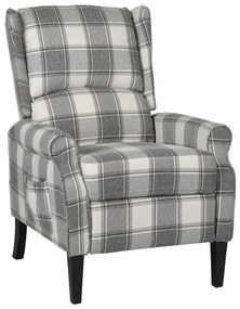 vidaXL Fotoliu rabatabil, gri și alb, material textil