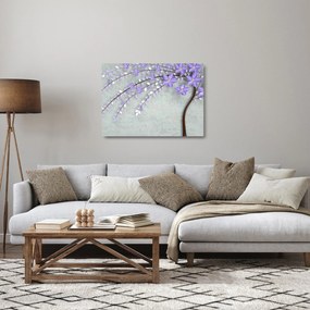 Tablou pe sticlă - ploaie violetă (70x50 cm)