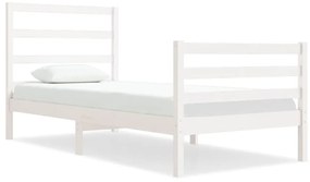 3104972 vidaXL Cadru de pat single, alb, 90x190 cm, lemn masiv de pin