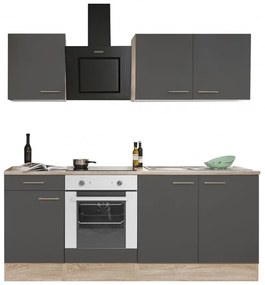 Mobilă de bucătărie Yorki 210, corp din stejar sonoma, față antracit satinat cu element inferior al cuptorului