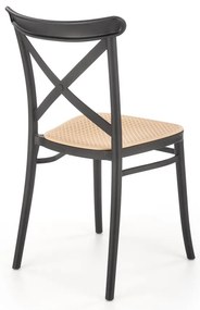 Scaun de bucaterie Nikola, ratan / negru
