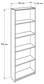 Biblioteca Adore Nurdan, 5 rafturi, 58 x 170 x 23 cm