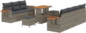 vidaXL Set de canapele pentru grădină cu pernă 13 pcs Gri poliratan