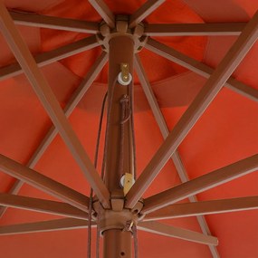 Umbrela de soare de exterior, stalp lemn, caramiziu, 350 cm Terracota