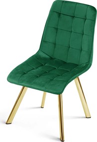 Scaun de masa CIEZA VELVET cu picioare aurii, verde