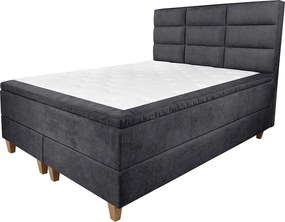 Pat matrimonial, Stockholm, Harmony E, 140x200 cm, saltea tip Pocket, topper memory, Graphite