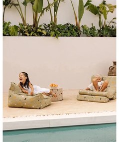 Fotoliu puf pentru copii verde cu tapițerie din țesătură bouclé/cu tapițerie din chenille Terrazzo Chair – Wigiwama