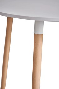 Masă dining, alb/fag, diametru 80 cm, ELCAN NEW TYP 2