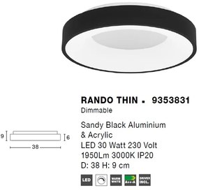 Plafoniera LED moderna 38cm RANDO THIN negru NVL-9353831