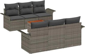 vidaXL Set de canapele pentru grădină 7 pcs Gri poliratan