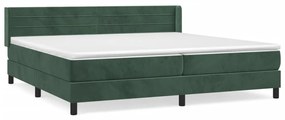 3131042 vidaXL Pat box spring cu saltea, verde închis, 200x200 cm, catifea