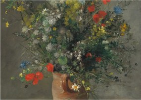 Tablou pe sticlă - Auguste Renoir,  Flowers in a Vase, reproducere (70x50 cm)