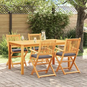 vidaXL Scaun pliant 4 pcs Gri 49 x 57.5 x 92cm Lemn masiv de acacia