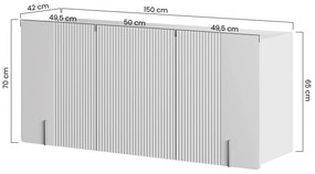 Comodă Malmi 150 cm suspendată - cașmir / negru