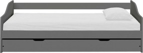 Pat extensibil LAURA NEW 90x200, gri, lemn/metal, cu somiera