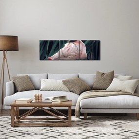 Tablou - Pasărea Flamengo (cu ceas) (90x30 cm)