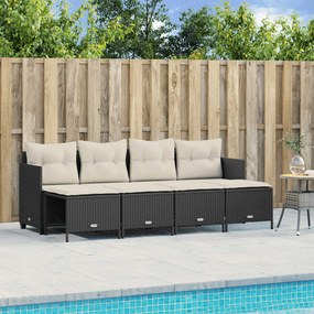 3261533 vidaXL Set mobilier de grădină cu perne, 5 piese, negru, poliratan