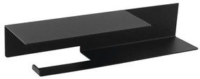 Sapho - Suport pentru hârtie igienică cu poliță, 9,5 x 35 cm, negru mat