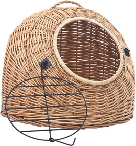 vidaXL Coș transport pentru pisici, 60x45x45 cm, răchită naturală