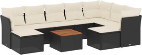 vidaXL Set canapele de grădină cu perne, 10 piese, negru, poliratan