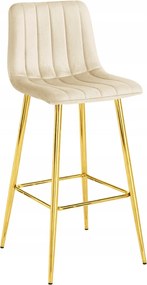 Scaun de bar POZZA VELVET cu picioare aurii, crem