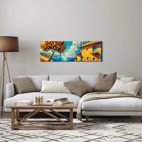 Tablou - Casă cu portocale II. (cu ceas) (90x30 cm)