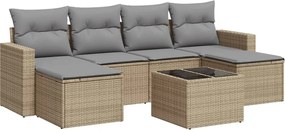 vidaXL Set canapele de grădină, 7 piese, cu perne, bej, poliratan