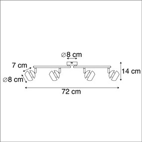 Spotlight modern cu 4 lumini negru cu interior auriu - Buell Deluxe