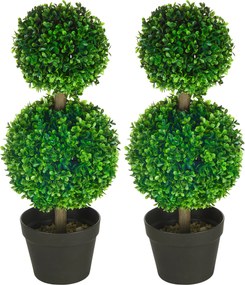 HOMCOM Arbore Buxus Artificial Sferic în Ghiveci 60 cm, Verde, Decorativ pentru Interior/Exterior, Rezistent la UV | Aosom Romania