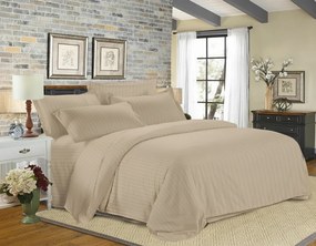 Lenjerie de pat din microfibra JASMINE PURE maro deschis - dunga 1 cm, buzunar hotelier Dimensiune lenjerie de pat: 70 x 90 cm | 140 x 200 cm