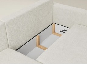 Colțar crem extensibil/cu spațiu de depozitare cu tapițerie din chenille (cu colț pe partea stângă/cu șezlong) Leon – Maison de Rêve