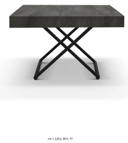 Masa Transformabila, extensibila, cu sistem de ridicare-coborare - OTEL OXIDAT - 120 cm / 80 cm - Transformabila