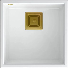 Chiuveta compozit sub blat Quadron Unique David 40 alb - auriu 42x42 cm