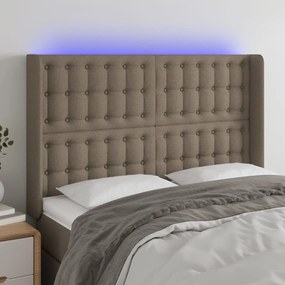 3124484 vidaXL Tăblie de pat cu LED, gri taupe, 147x16x118/128 cm, textil
