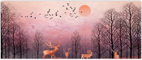 Tablou - Căprioare în strălucirea apusului de soare (120x50 cm)