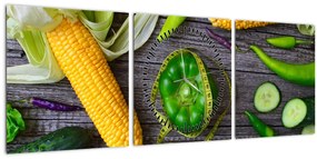 Tablou cu legume (cu ceas) (90x30 cm)