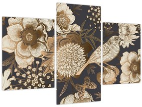 Tablou - Flori aurii pe fundal întunecat (90x60 cm)