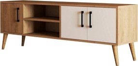 Comoda TV EXXEN-1584, stejar/alb, PAL melaminat, 150x34x52 cm