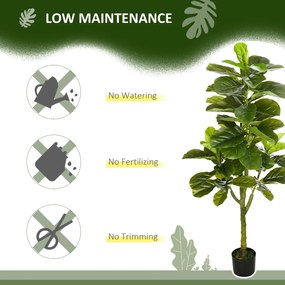 HOMCOM Smochin-lira artificial in ghiveci, Plante Ficus artificial pentru interior, exterior, 90 cm, verde | Aosom Romania