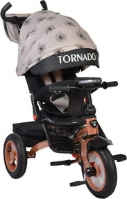 Tricicleta cu copertina Novokids™ Tornado , Cu melodii si lumini, Roti gomflabile din cauciuc, Pozitie somn, Scaun reversibil cu invartire 360 grade