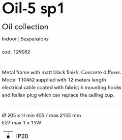 Lustra/ Pendul modern din ciment OIL-5 SP1 CONCRETE 129082