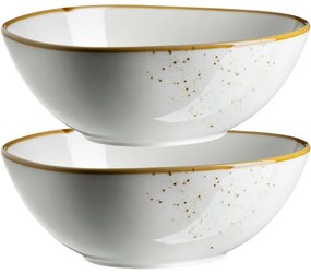 Mäser Set de 2 boluri ovale Pintar Puncte maro alb22 x 19 cm