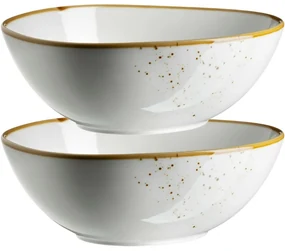 Mäser Set de 2 boluri ovale Pintar Puncte maro alb22 x 19 cm