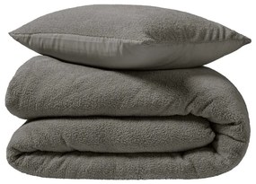 Lenjerie de pat gri antracit din micropluș/cocolino pentru pat dublu, extinsă 240x220 cm Helena – douceur d'intérieur