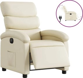 vidaXL Fotoliu rabatabil electric, crem, piele ecologică
